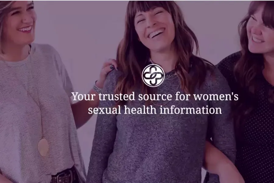 The original Prosayla website hero designed by Keeks: three women beneath the Prosayla mark and the line Your trusted source for women's sexual health information