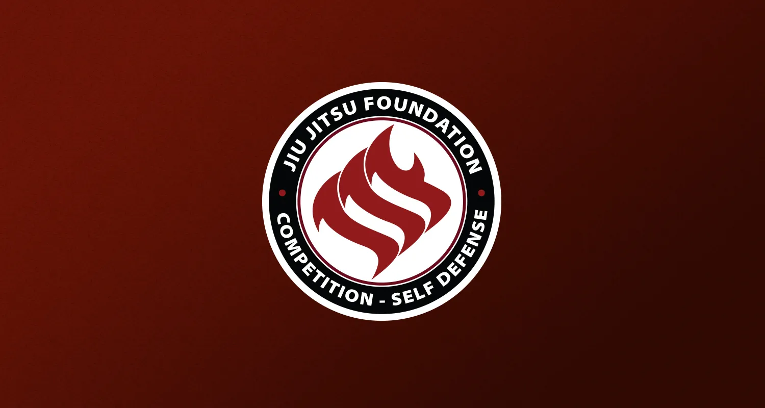 The Jiu Jitsu Foundation mark: a red flame form inside a ring reading Jiu Jitsu Foundation, Competition, Self Defense