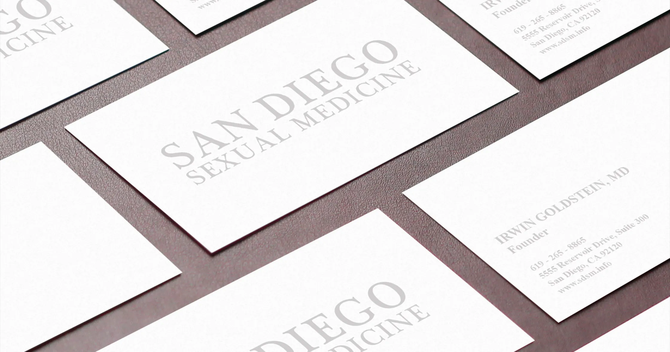 San Diego Sexual Medicine business cards and launch identity materials